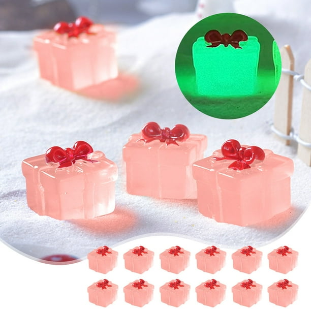 12 Mini Cajas de Regalo Navideñas | Microadornos Luminosos Transparentes | Pequeñas Cajas Decorativas de Plástico para Decorar Fiestas | Adornos de Árbol para El Alféizar de La Ventana Del Escritorio