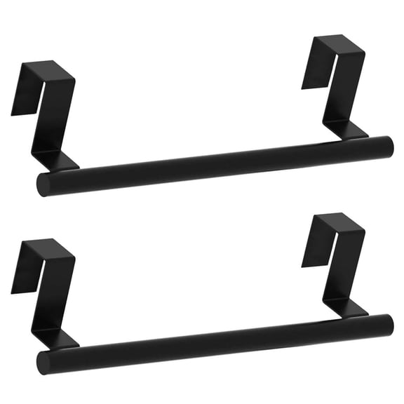 Cabinet Door Towel Holder, Over Cabinet Towel Bar, Stainless Steel Dish Towel Holder for Cabinet Door Kicthen Towel Rack, Matte Black 2 Pack
