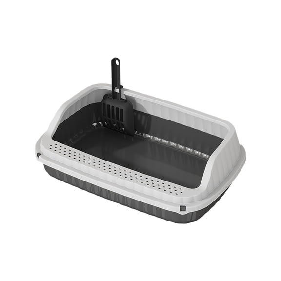 High-Sided Litter Box for Cats, 36.5x27x12cm Semi-Enclosed Design with Leakage-Proof Pedal & Included Scoop, Spacious Plastic Tray in 5 Colors