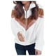 thumbnail image 1 of Gibobby Sudaderas de moda Mujeres Patchwork media cremallera Fuzzy Fleece manga larga sudadera Pullover Tops blusa （Blanco， XXXXL), 1 of 5