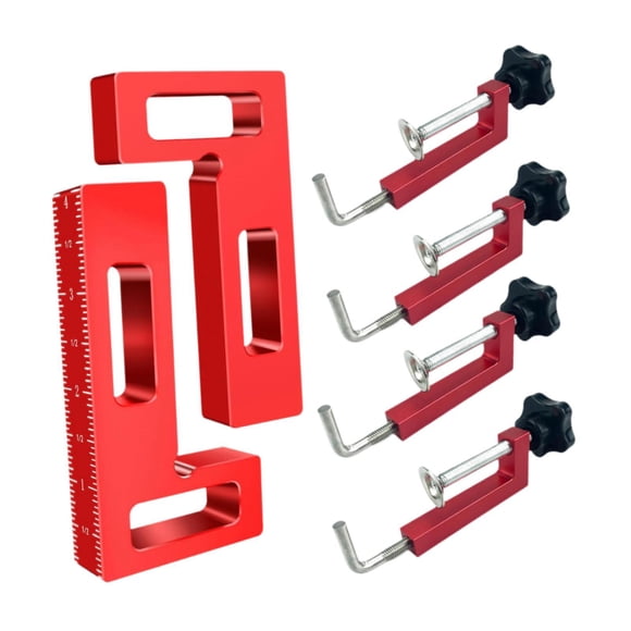 Abrazaderas de esquina, escuadras de posicionamiento, aleación de aluminio, regalos para hombres y papás, abrazaderas de ángulo recto, herramientas de 2 piezas rojas