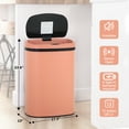 thumbnail image 3 of YRLLENSDAN 13 Gallon Touch Free Trash Can with Lid Auto Open, Motion Sensor Kitchen Garbage Can Stainless Steel Dustbin for Kitchen with Anti-Fingerprint Mute Trash Bin for Office Bedroom, Pink, 3 of 7