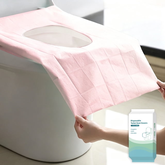 Paquete de 10 Cubiertas Desechables para Asiento de Inodoro con Base Impermeable, Forros Portátiles de 16x24 Pulgadas para Baños Públicos, Hoteles y Viajes