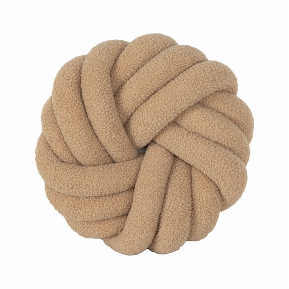 Lamb Wool Pillow with Three Strands of Rope and Flower Round Cushion, Sofa Backrest, Hand Woven Cushion