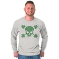 thumbnail image 5 of Saint Patrick's Day Shamrock Skull Long Sleeve TShirt Men Women Brisco Brands M, 5 of 6