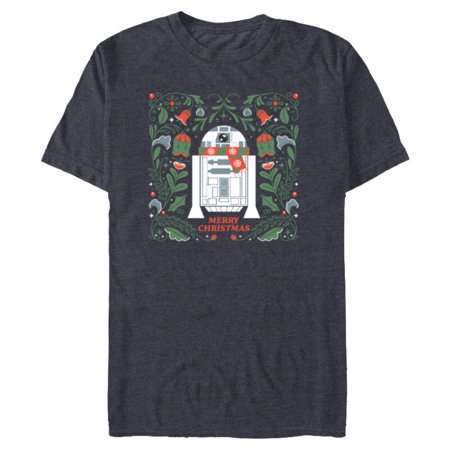 Star Wars R2D2 Merry Christmas – Short Sleeve Blended T-Shirt for Adults – Customized-Navy Heather