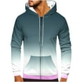 thumbnail image 1 of Sudadera con capucha para hombre, informal, a la moda, con cremallera, estampado degradado, manga larga, sudadera con capucha, blusa de poliéster para hombre, 1 of 4