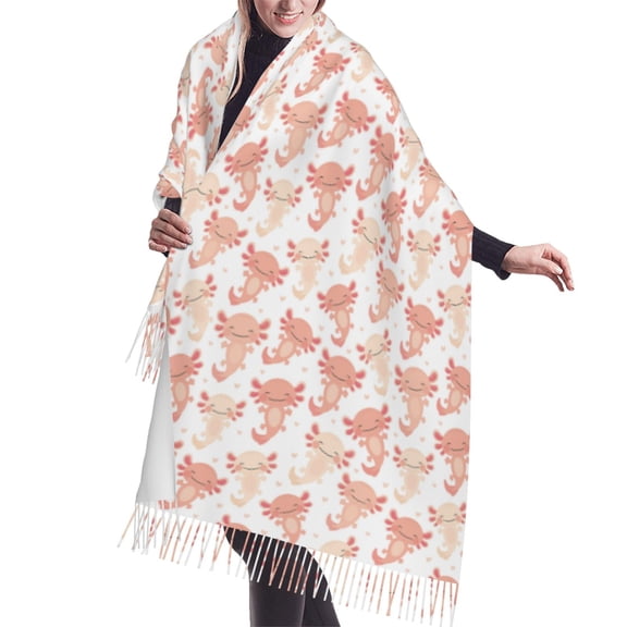 Shawl Wraps for Women - cute kawaii pink axolotl Oversized Fall Winter Fashion Blanket Scarf for Women