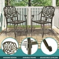 thumbnail image 2 of MEETWARM 9-Piece Outdoor Patio Dining Set for 8, All Weather Cast Aluminum Patio Funiture Set- 94.5” Rectangular Table with 2" Umbrella Hole and 8 Chairs, Patio Table and Chairs Set, Dark Bronze, 2 of 8