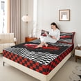 thumbnail image 4 of Homewish Racing Car 4pcs Bed Sheets for Female Men Adults,Geometric Plaid Buffalo King Sheets,Black White Red Super Cozy Sheet Set,Breathable Home Decor, 4 of 7