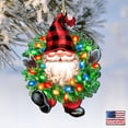 thumbnail image 5 of Designocracy Set of 2 Gnome Santa Wreath Lights Wooden Christmas Ornaments 5.5", 5 of 5