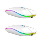 US 1-2 Pack Slim Wireless Bluetooth 2.4Ghz Mouse Dual Mode LED Rechargeable Mice