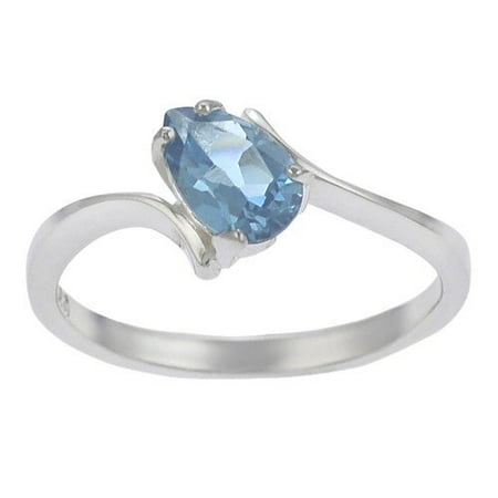 Skyline Silver Sterling Silver Pear-cut Blue Topaz Solitaire Ring
