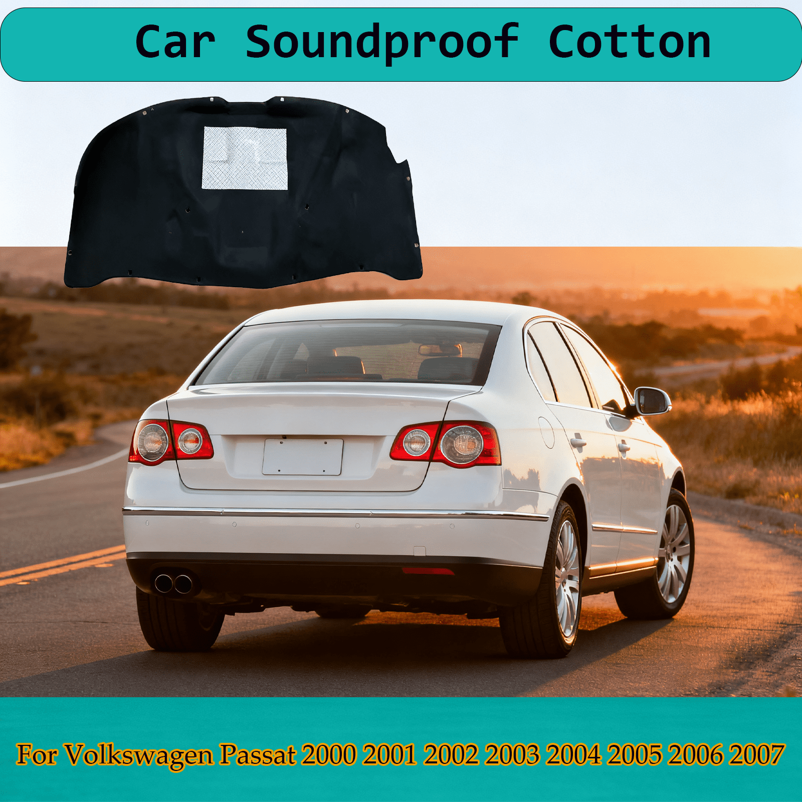 Automotive Hood Engine Front Cover Soundproof Mat For Volkswagen Passat 2000-2007 Shield Mat Noise Insulation Dampening Mat Soundproof Cotton For Under-Hood Accessories-With aluminum foil-2000-2007