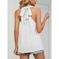 thumbnail image 2 of Gustave Womens Sleeveless Tie Halter Tops Summer High Neck Tank Tops Casual Elegant Vest Shirts Blouses "White, 2XL", 2 of 6