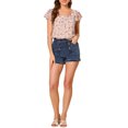 thumbnail image 2 of MODA NOVA Juniors Square Neck Ruffled Short Sleeve Floral Chiffon Blouse, 2 of 6