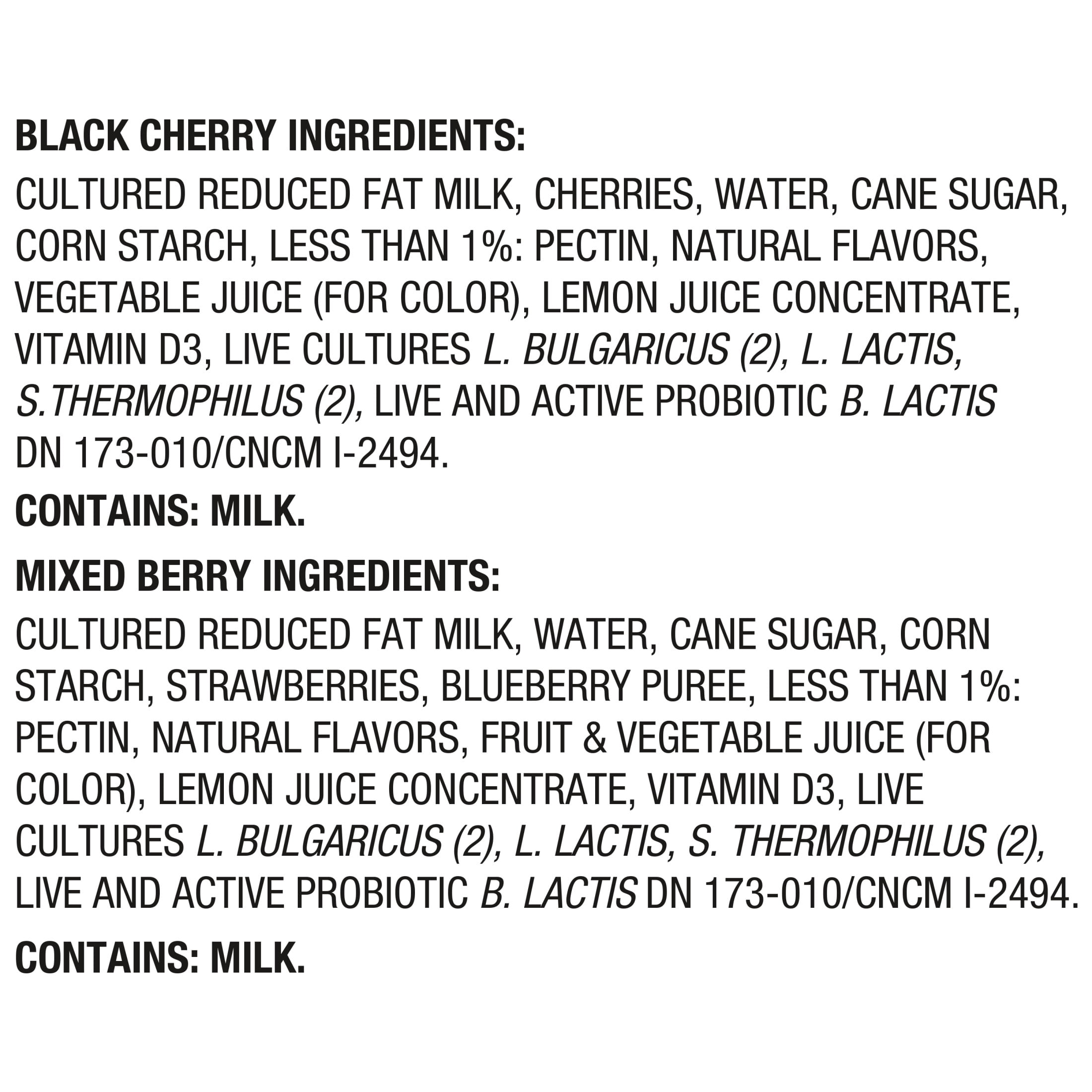Activia Black Cherry and Mixed Berry Low Fat Probiotic Yogurt Cups Variety Pack, Helps Support Gut Health, 4 oz, 12 Count