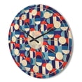 thumbnail image 3 of Designart 'Red, Blue & White Polka Dots' Mid-Century Modern Wood Wall Clock, 3 of 5