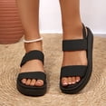 thumbnail image 6 of Pennysue Women's Platform Wedges Sandals Black Elastic Ankle Strap Sandals 8M, 6 of 7