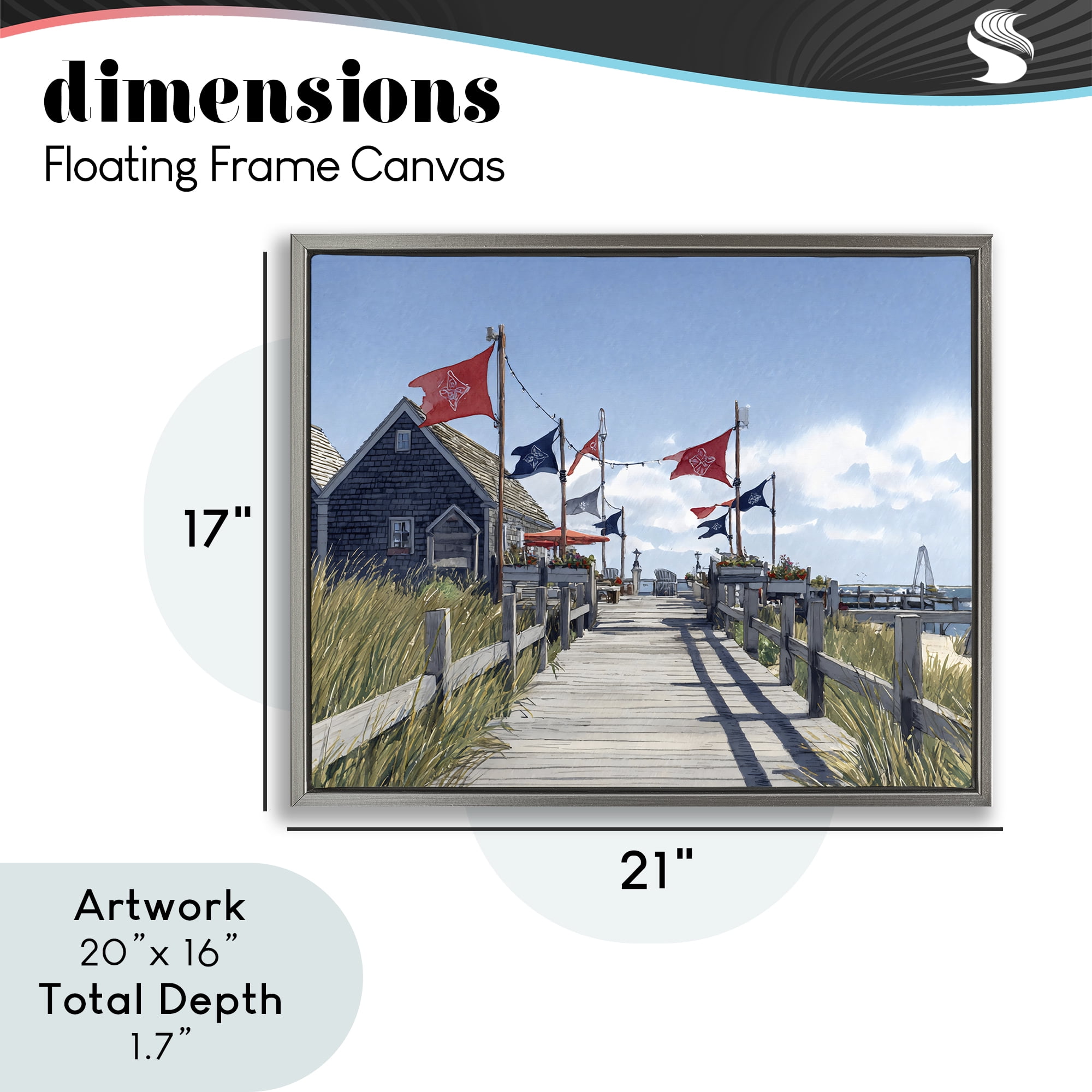 Stupell Industries Summer Boardwalk Stroll Gray Framed Floater Canvas Wall Art, design by Franklyn Gregory