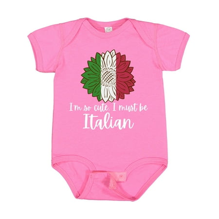 

Inktastic I m So Cute I Must Be Italian Sunflower Italy Flag Boys or Girls Baby Bodysuit