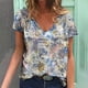 thumbnail image 2 of Blusa estampada de verano para mujer, camisetas casuales de manga corta con cuello en V, camisetas Pompotops  hkajfhjk472487, 2 of 5