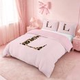 thumbnail image 2 of meiyoeat Pink Ribbon Bowknot Bedding,Leopard Animal Print Alphabet Letter L Duvet Cover Full For Girl,Pink Reversible,3-Piece,1 Duvet Cover and 2 Pillowcases, 2 of 6