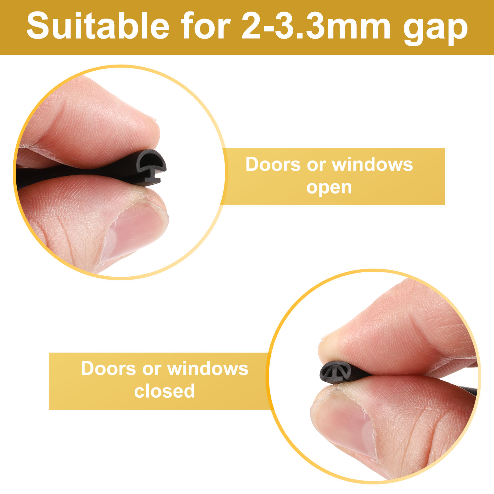 Window Weather Stripping Door Seal, 2 Pack 5/16" Wide Bulb Bubble TPE Weatherstrip Seal for 5/32" Slot (10 m/33 ft, Black)