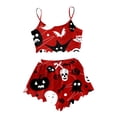 thumbnail image 5 of Women's Halloween Cute Ghost Print Pajama Set Cami Top Elastic Waist Shorts 2-Piece Nightwear Set Funny Skeleton Sleepwear, 5 of 5