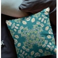 thumbnail image 4 of 18â€ Teal Yellow Wreath Indoor Outdoor Zippered Throw Pillow, 4 of 4