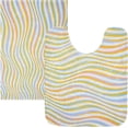 thumbnail image 4 of SKYSONIC Toilet Bathroom Rugs Sets 2 Piece, Wavy Color Stripes Soft Absorbent Fluffy Toilet Mat Set Non-Slip Rubber Backing Bath Mats for Bathroom,23.6"x15.7"+17.3"x13.4", 4 of 7