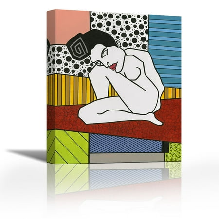 450px x 450px - Naked woman in black and white on multicoloured pop background -  Contemporary Fine Art Giclee on Canvas Gallery Wrap - wall dÃ©cor - Art  painting - 21 ...