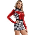 thumbnail image 3 of Zaldita Womens Big Girls Race Car Driver Bodysuit Colorblock Printed Shiny Long Sleeves Leotard Jumpsuit Red 3XL, 3 of 7