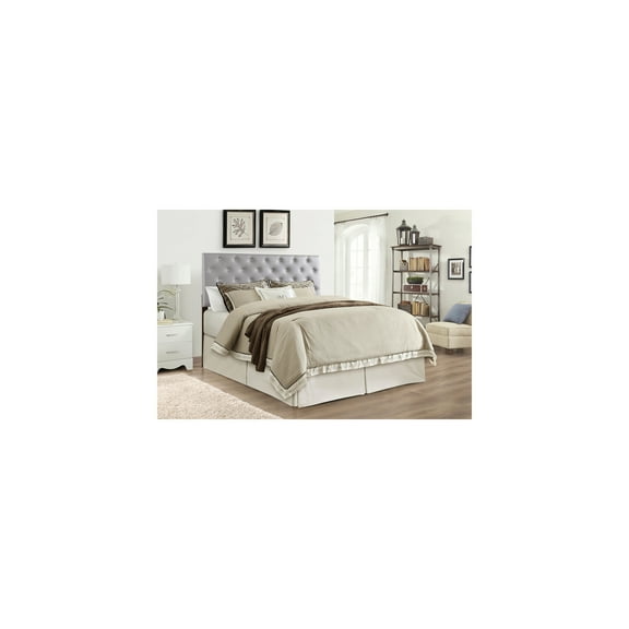 Bed Headboard - Light Grey Tufted Upholstered Design