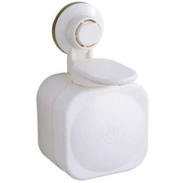 Dispensador de jabón con ventosa, dispensador de jabón tipo empuje, dispensador de jabón montado en la pared, caja de jabón manos libres adecuada para baño, hogar, blanco Adepaton WL-00980