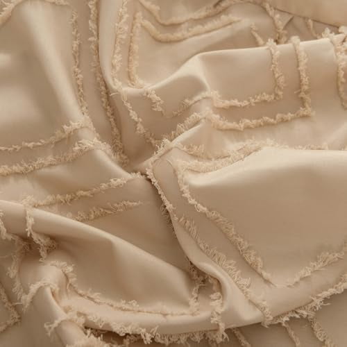 Bed Skirt King Size, Ruffled Bed Skirts with Split Corners, Boho King Bed Skirt 14 Inch Drop with Platform, Dust Ruffle, Light Camel, 14'' King