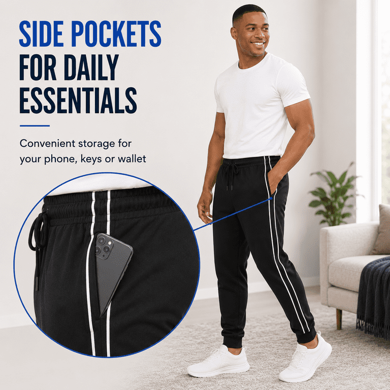 Daresay Men's Fleece Jogger Sweatpants, 3-Pack photo 6