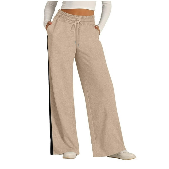 jtjvou Wide Leg Sweatpants Women High Waisted Drawstring Baggy Pants Casual Trousers Fashion Athletic Joggers with Pockets Black L