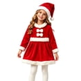 thumbnail image 4 of Kids Christmas Red Velvet Dress Long Sleeve Round Neck Holiday Party Celebration Dress for Girls, 4 of 8