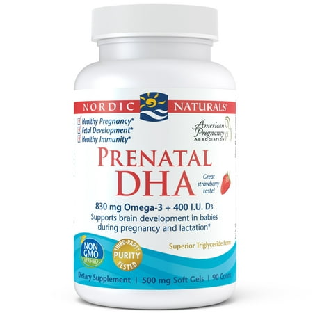 Nordic Naturals Prenatal DHA Softgels, Strawberry, 830 Mg, 90 (Best Dha Supplement For Toddlers)