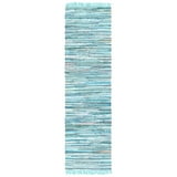SAFAVIEH Rag Candis Striped Cotton Area Rug, Turquoise/Multi, 4' x 4 ...