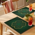 thumbnail image 4 of Saint Patrick's Day Placemats Set&nbsp;of 1 Green Gold Lucky Shamrocks Plant Dark Green Black Border Heat Insulation Washable Place Mats, Non-Slip Table Mats for Dining Table Kitchen,13x19 Inch, 4 of 9