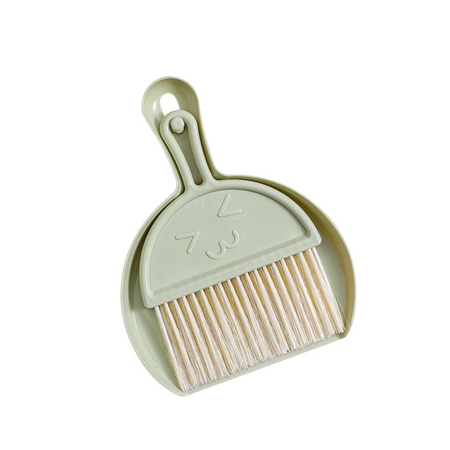 Mini Dustpan and Brush Set Keyboard Brush Desktop Cleaning Broom for Office Desk Green