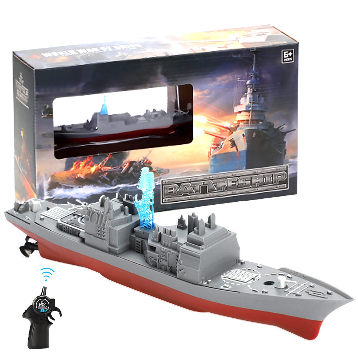 GUSTVE Remote Control Warship Toys Remote Control Cruiser Model Puzzle