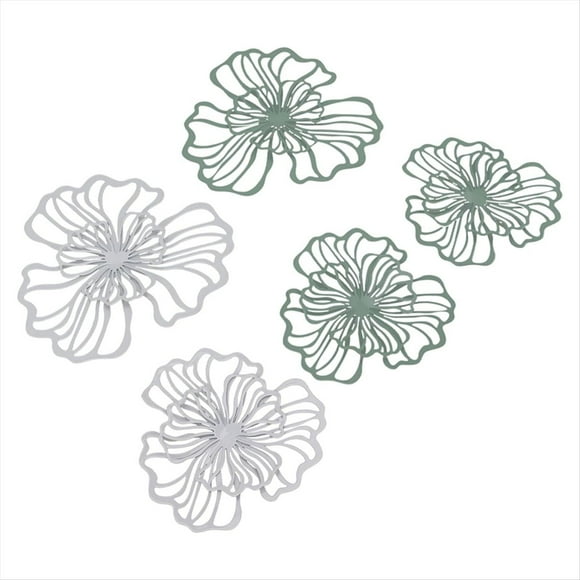 5 Piezas de Arte de Pared de Metal, Decoración de Baño, Arte de Pared, Decoración de Baño Dorada, Decoración de Pared 3D, Arte de Pared Dorado, Decoración de Pared de Flores
