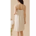 thumbnail image 4 of Defitshape Women's Cute Nightgown Ribbed Knit V Neck Summer Long Sleep Dress Sexy Lace Comfy Chemise Soft Cool Sleeveless Sleepwear Apricot 12, 4 of 4