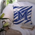 thumbnail image 3 of Letter M Initial Tiger Stripe Blue and White Fabric Decorative Pillow, 3 of 4