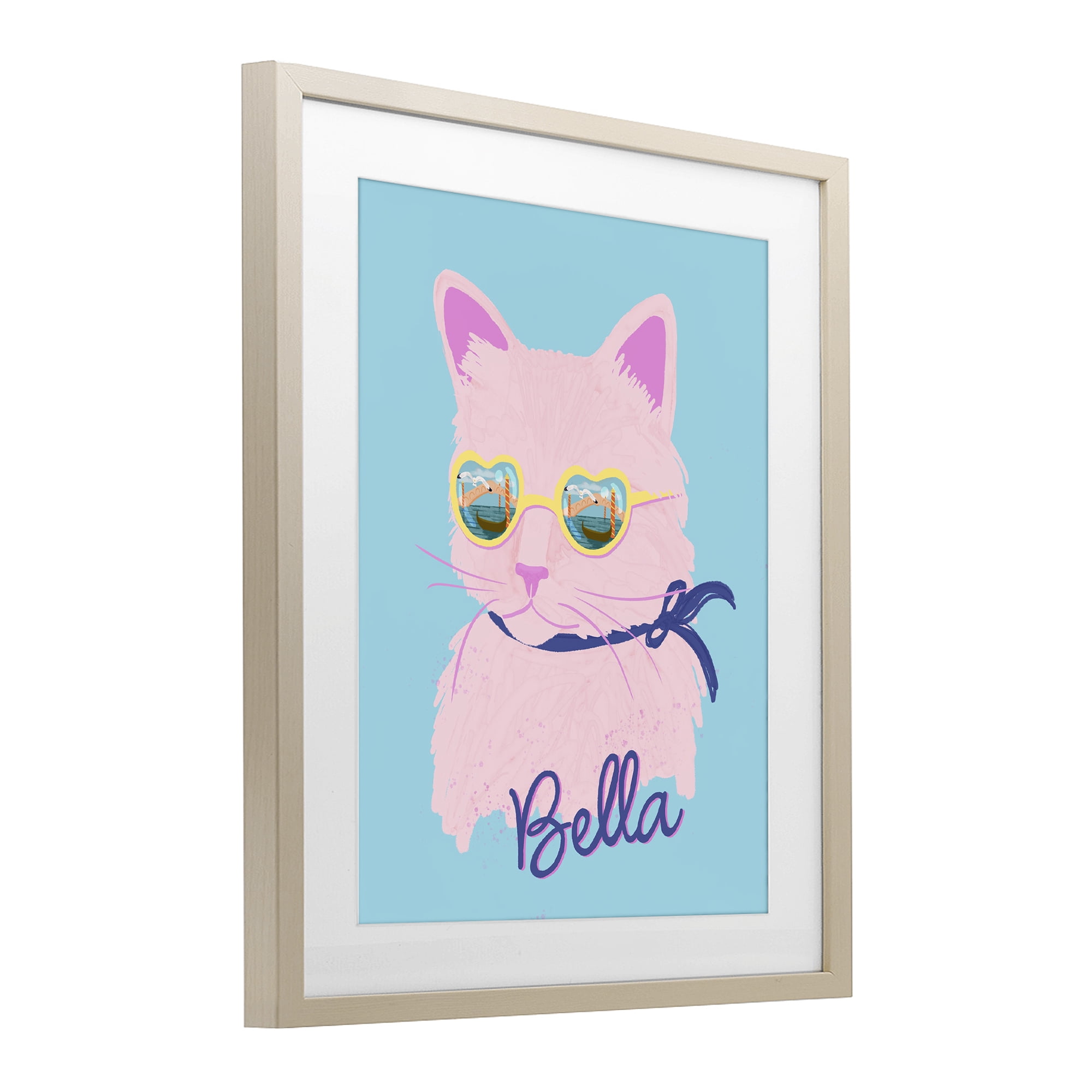 Stupell Industries Cool Cat Bella Birch Framed Print Under Glass, design by Steffanie Pisula