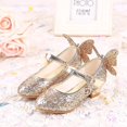 thumbnail image 2 of Zapatos de cuero para niñas, zapatos de tacón alto con purpurina de princesa para niñas, mariposa 3d332, 2 of 5