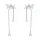 thumbnail image 2 of Pendientes colgantes de plata con borla y diseño floral, sencillos, pequeños y modernos, ideales para combinar con cualquier estilo. Pendientes para mujer., 2 of 5